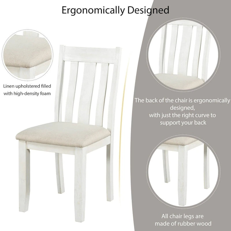 Retro Style 7-Piece Dining Table Set with Extendable Table and 6 Upholstered Chairs