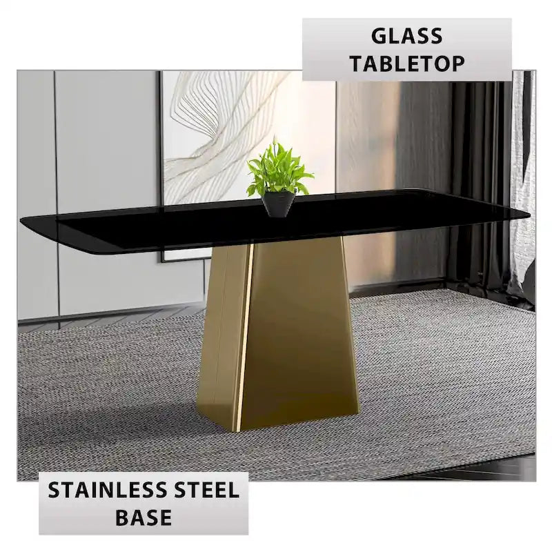 Quinix Rectangular Dining Table with Sintered Stone/Glass Top