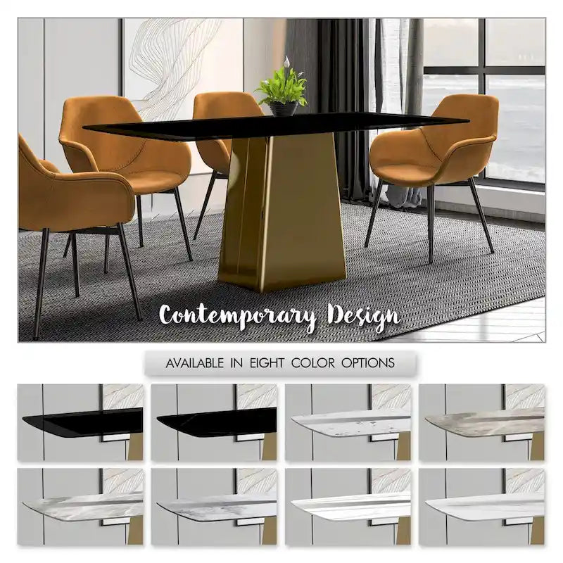 Quinix Rectangular Dining Table with Sintered Stone/Glass Top