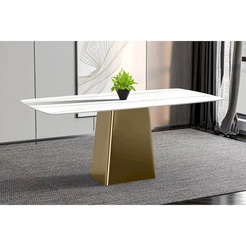 Quinix Rectangular Dining Table with Sintered Stone/Glass Top