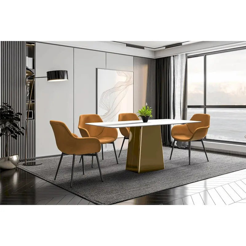 Quinix Rectangular Dining Table with Sintered Stone/Glass Top