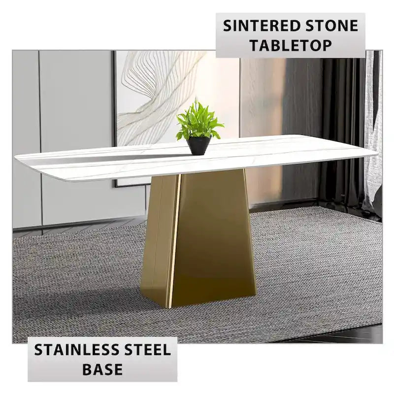 Quinix Rectangular Dining Table with Sintered Stone/Glass Top