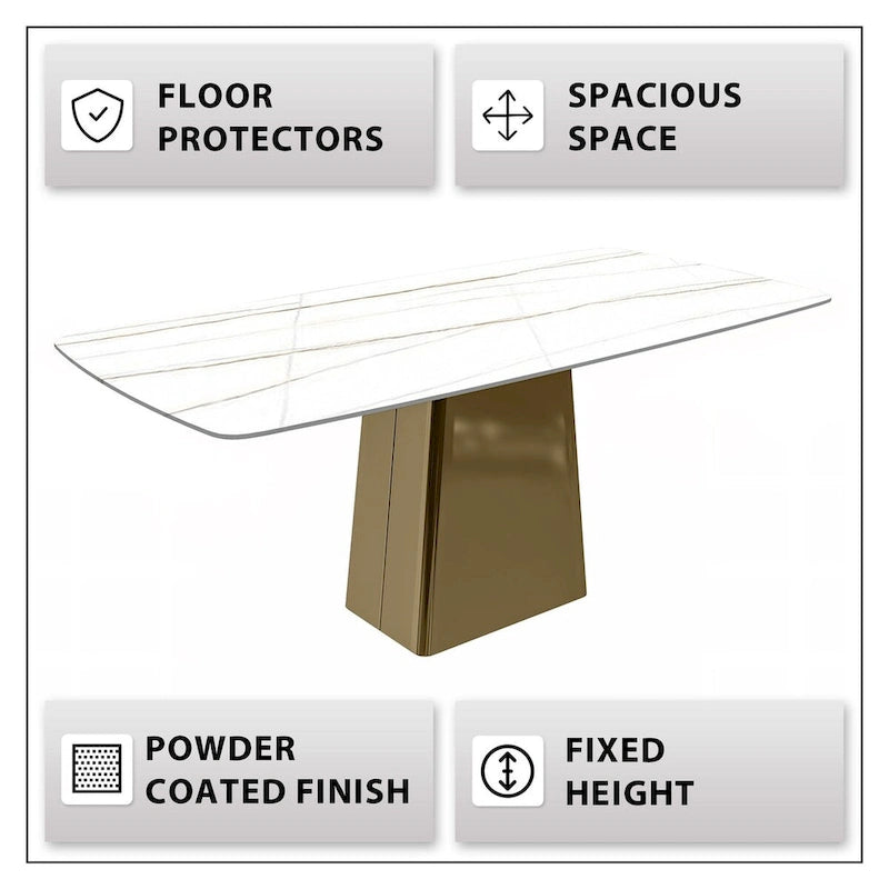 Quinix Rectangular Dining Table with Sintered Stone/Glass Top