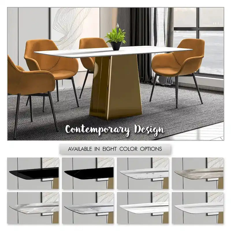 Quinix Rectangular Dining Table with Sintered Stone/Glass Top