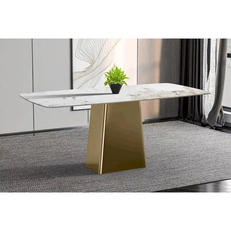 Quinix Rectangular Dining Table with Sintered Stone/Glass Top