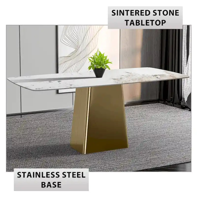 Quinix Rectangular Dining Table with Sintered Stone/Glass Top