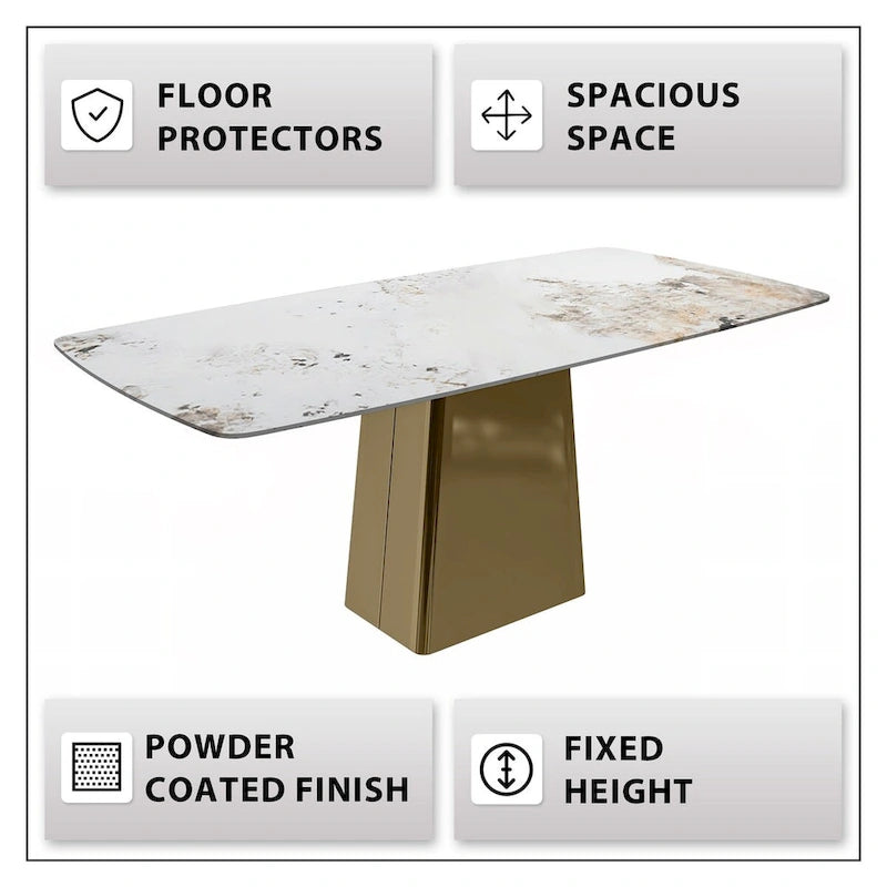 Quinix Rectangular Dining Table with Sintered Stone/Glass Top
