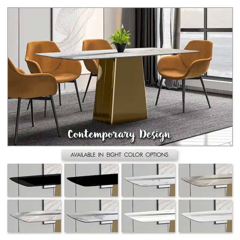 Quinix Rectangular Dining Table with Sintered Stone/Glass Top