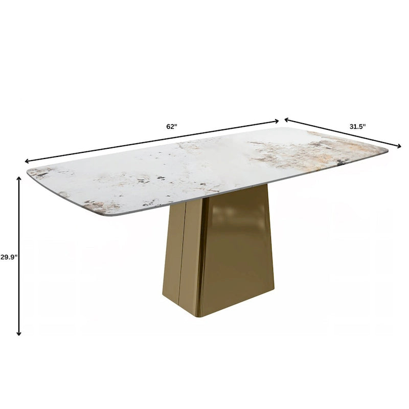 Quinix Rectangular Dining Table with Sintered Stone/Glass Top