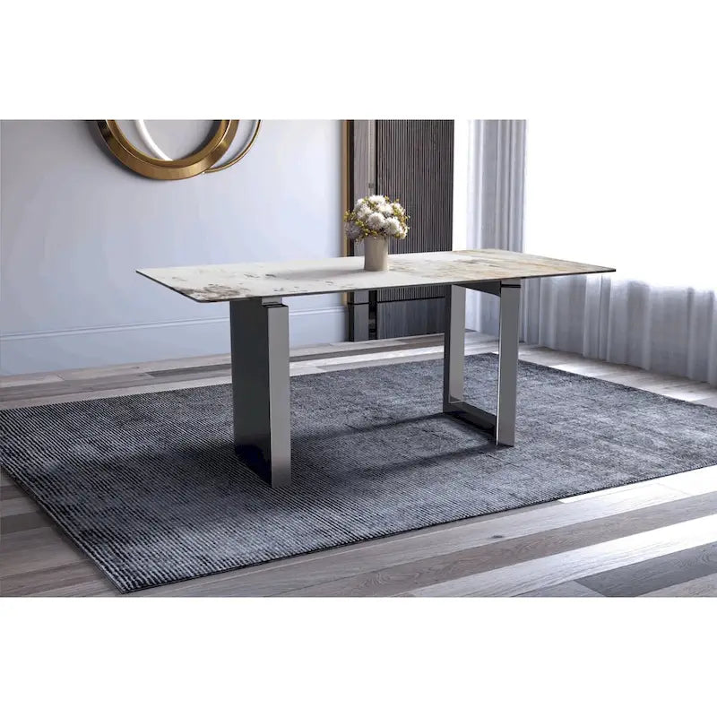 Astra Series Dining Table with Sintered Stone/Glass Top