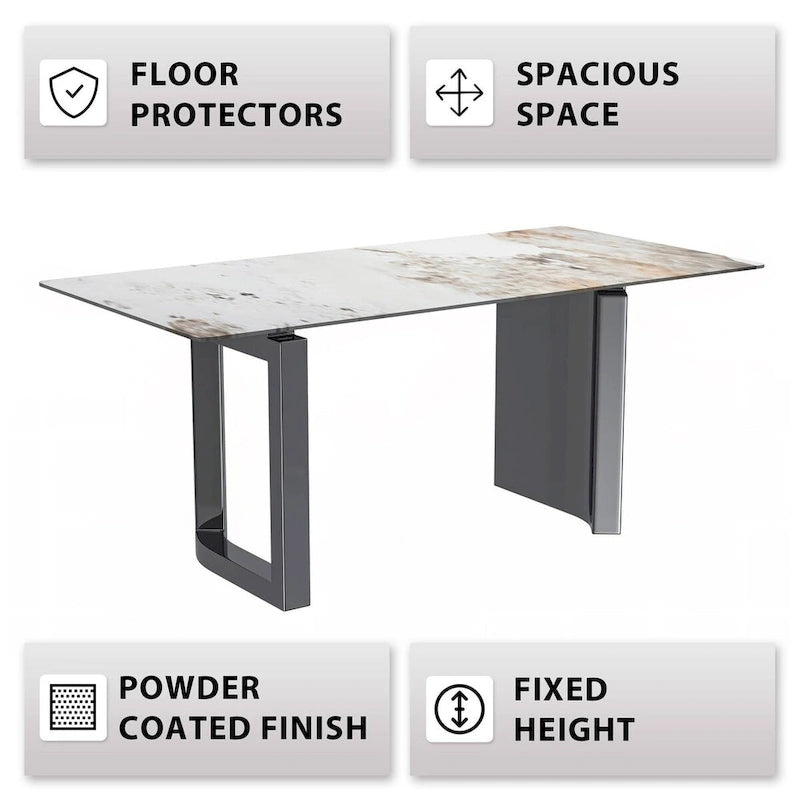 Astra Series Dining Table with Sintered Stone/Glass Top
