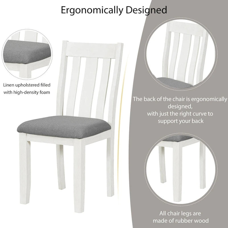 Nestfair Retro Style 7-Piece Dining Table Set with Extendable Table and 6 Upholstered Chairs