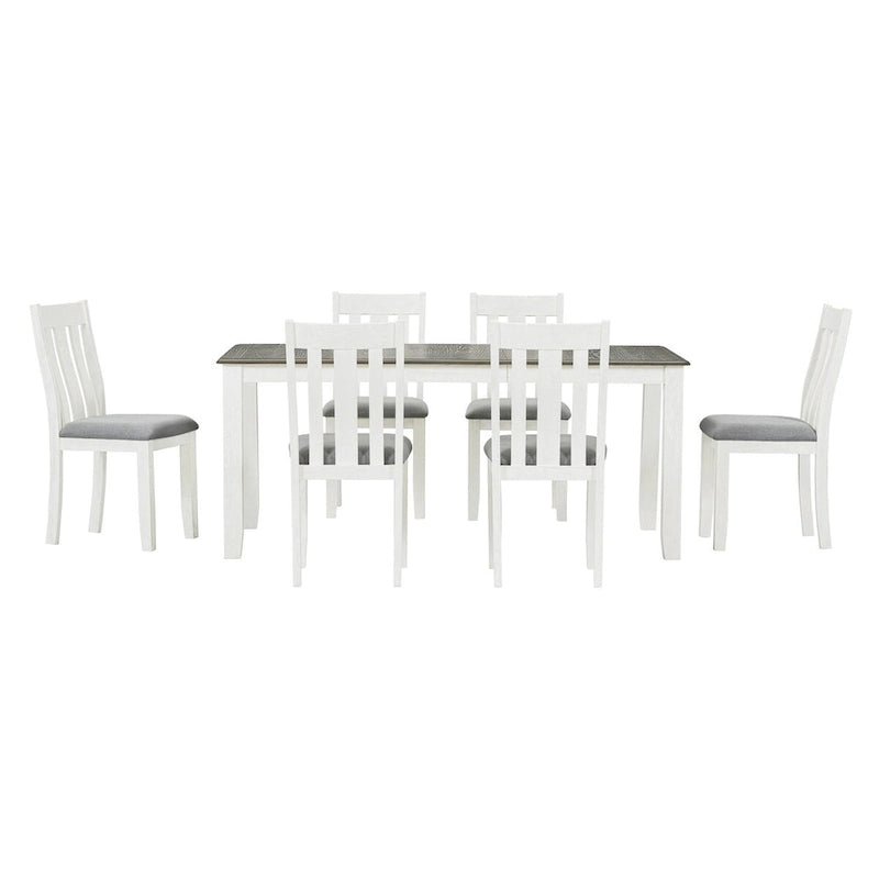 Nestfair Retro Style 7-Piece Dining Table Set with Extendable Table and 6 Upholstered Chairs