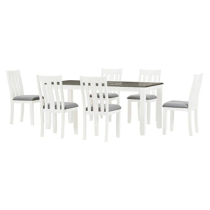 Nestfair Retro Style 7-Piece Dining Table Set with Extendable Table and 6 Upholstered Chairs
