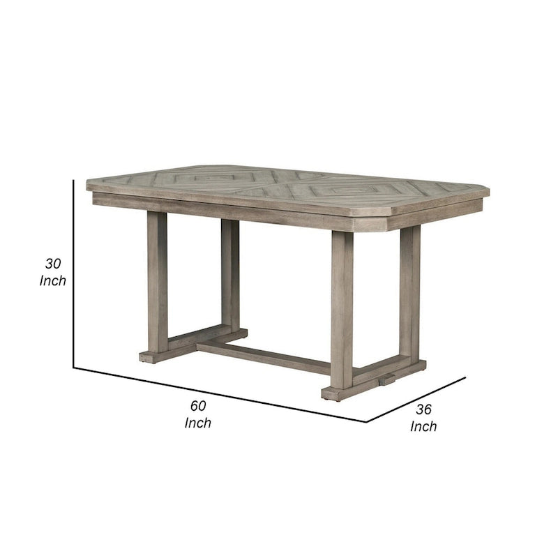 Lais 60 Inch Dining Table, Rectangular, Diamond Wood Grain Pattern, Gray