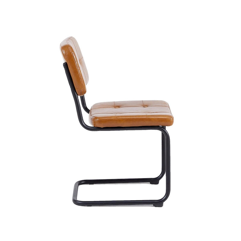 Modern Simple Leather Dining Chair with Metal Pipe
