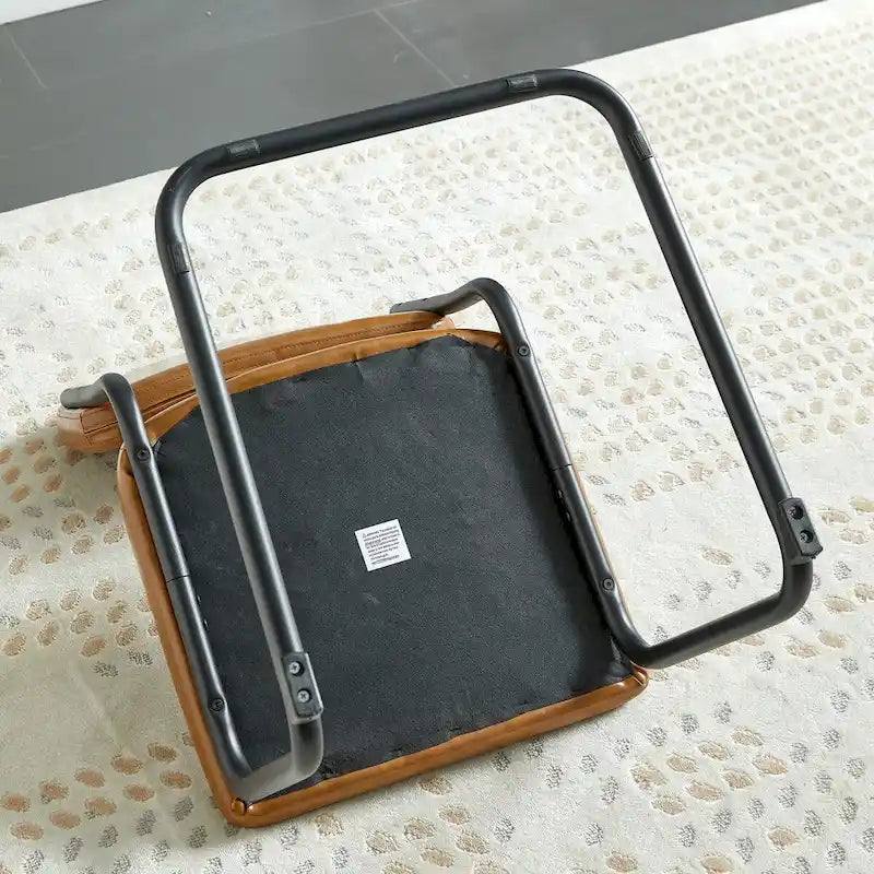 Modern Simple Leather Dining Chair with Metal Pipe