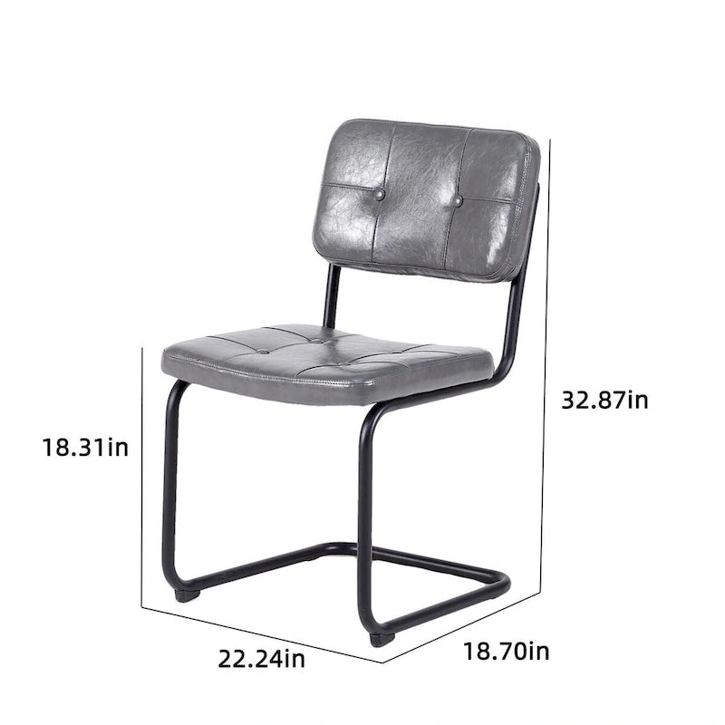 Modern Simple Leather Dining Chair with Metal Pipe
