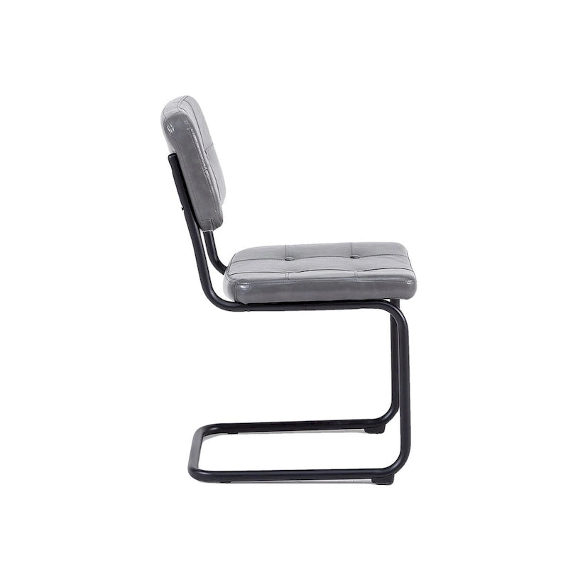 Modern Simple Leather Dining Chair with Metal Pipe
