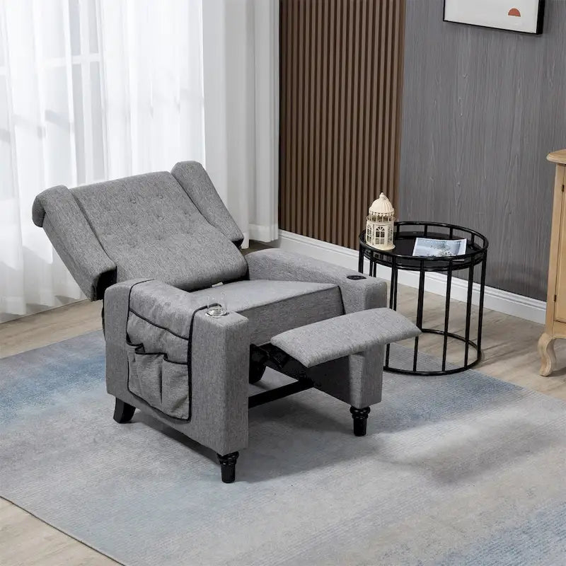 Modern Button Tufted Wingback Push Back Fabric Recliner Chair