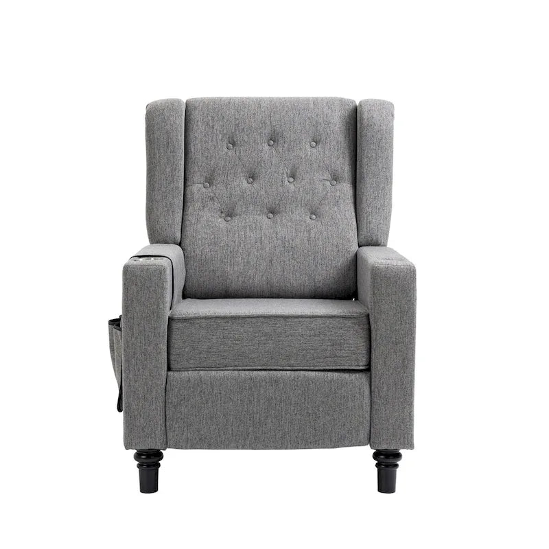 Modern Button Tufted Wingback Push Back Fabric Recliner Chair