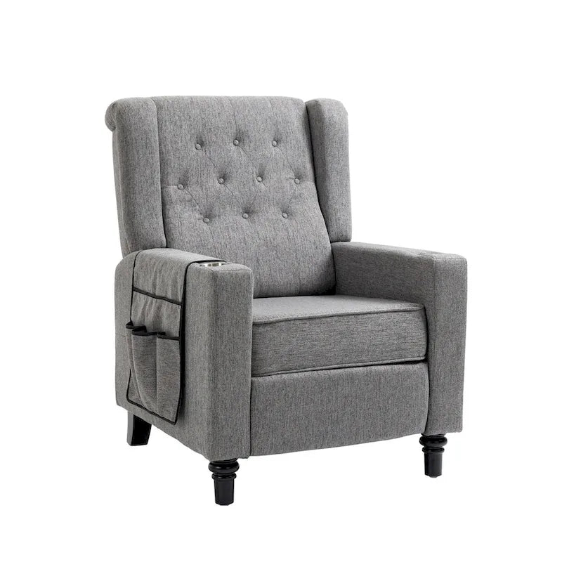 Modern Button Tufted Wingback Push Back Fabric Recliner Chair