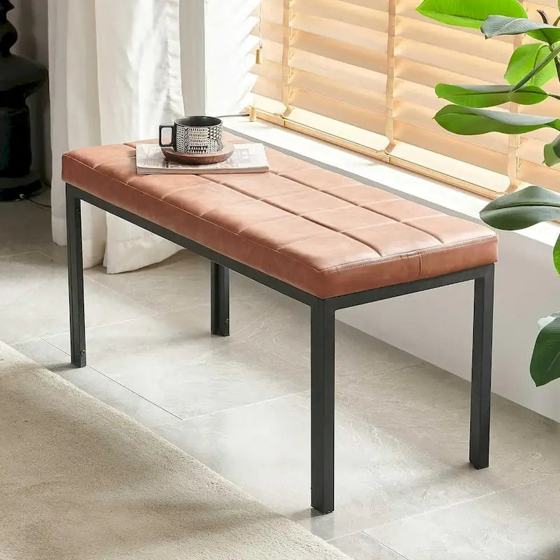 Howtai 36.6 Upholstered Leather PU Dining Bench