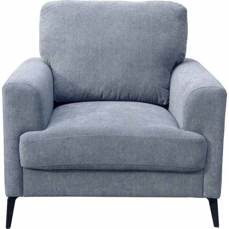 Jake 37 Inch Accent Sofa Armchair, Gray Chenille Foam Cushions, Metal Legs