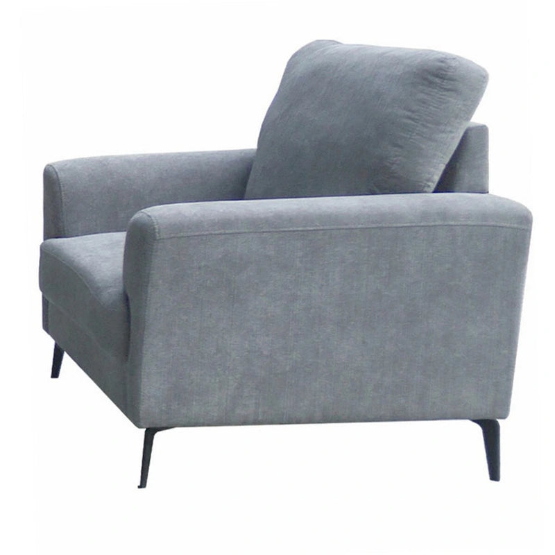 Jake 37 Inch Accent Sofa Armchair, Gray Chenille Foam Cushions, Metal Legs