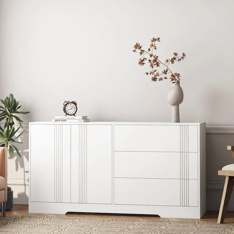 Sideboard Cabinet with Storage,Kitchen Buffet Storage Cabinet with Drawer and Doors, Large Coffee Bar with Adjustable Shelves