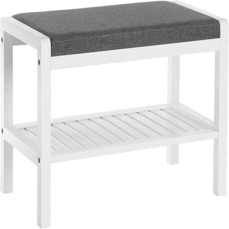 Shoe Rack Bench with Cushion Upholstered Padded Seat