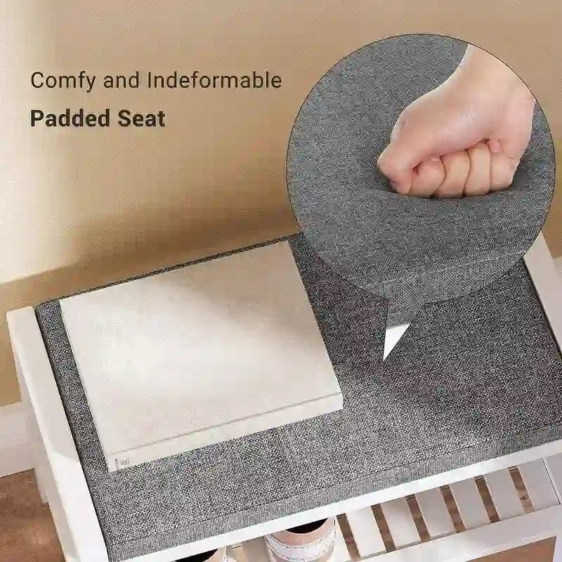 Shoe Rack Bench with Cushion Upholstered Padded Seat