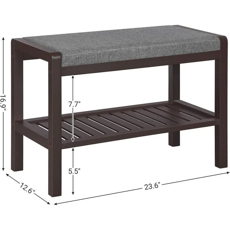 Shoe Rack Bench with Cushion Upholstered Padded Seat