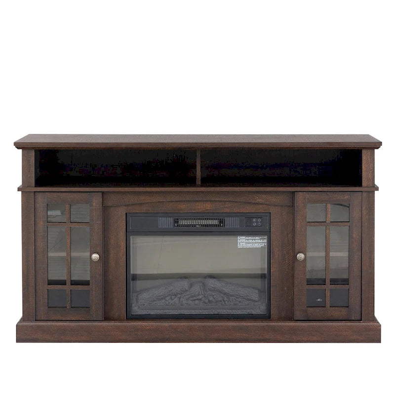 TV stand with electronic fireplace and remote control