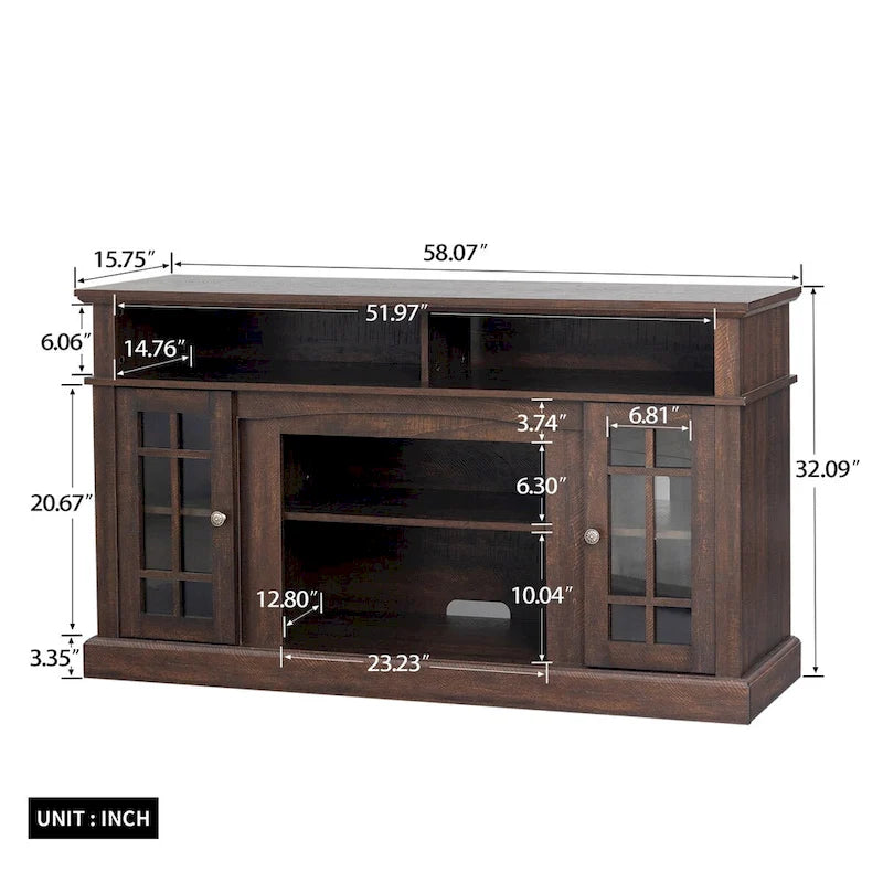 TV stand with electronic fireplace and remote control