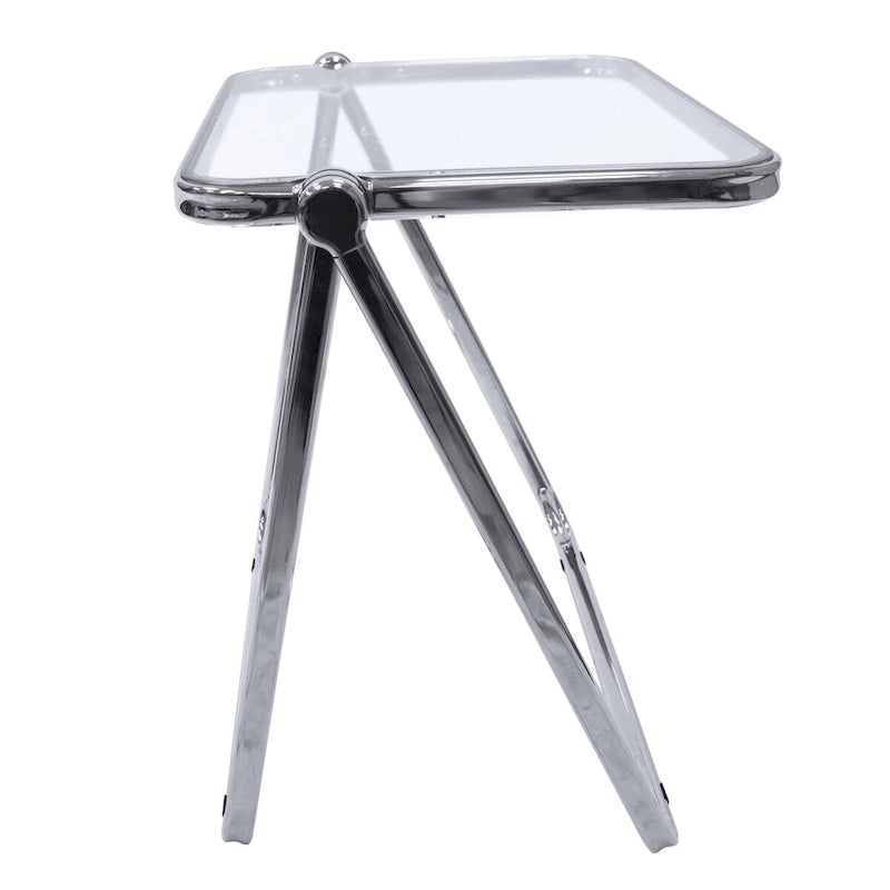 LeisureMod Lawrence Square Plastic Folding End Table with Iron Frame
