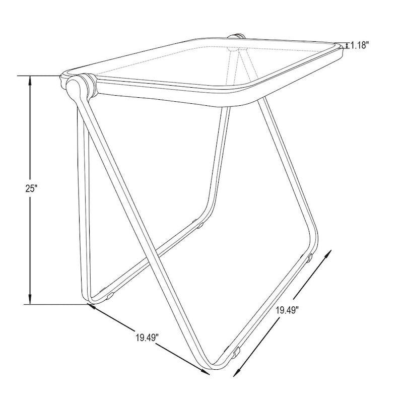 LeisureMod Lawrence Square Plastic Folding End Table with Iron Frame