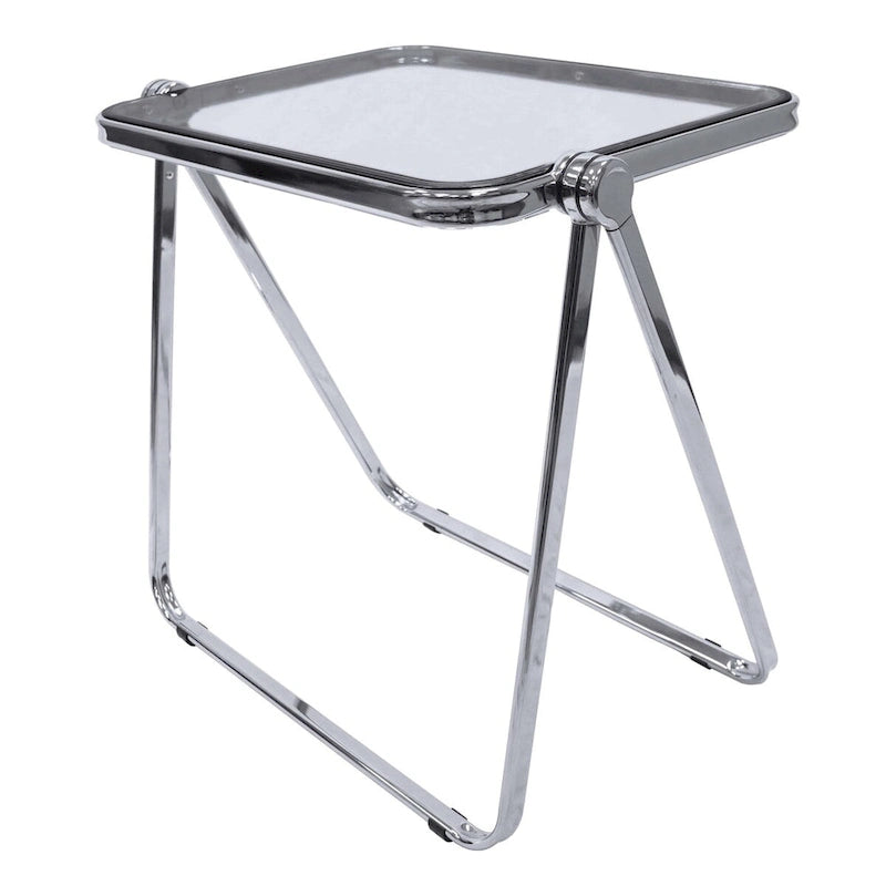 LeisureMod Lawrence Square Plastic Folding End Table with Iron Frame