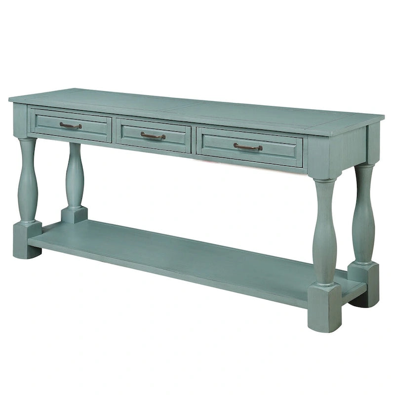 Wood Console Table with 3 Drawers and 1 Bottom Shelf