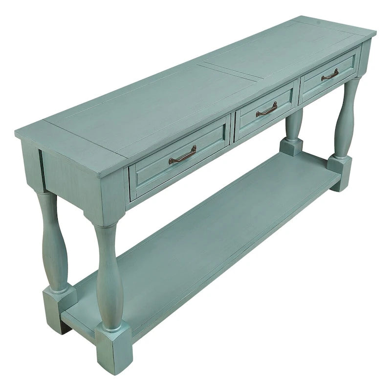 Wood Console Table with 3 Drawers and 1 Bottom Shelf