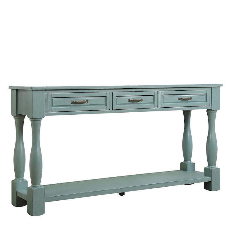 Wood Console Table with 3 Drawers and 1 Bottom Shelf
