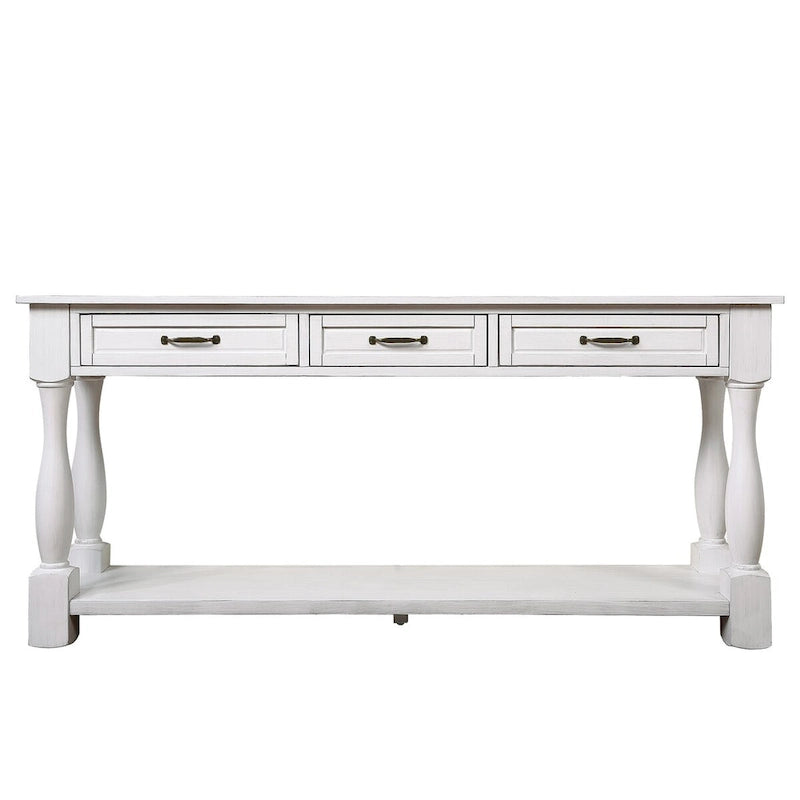 Wood Console Table with 3 Drawers and 1 Bottom Shelf