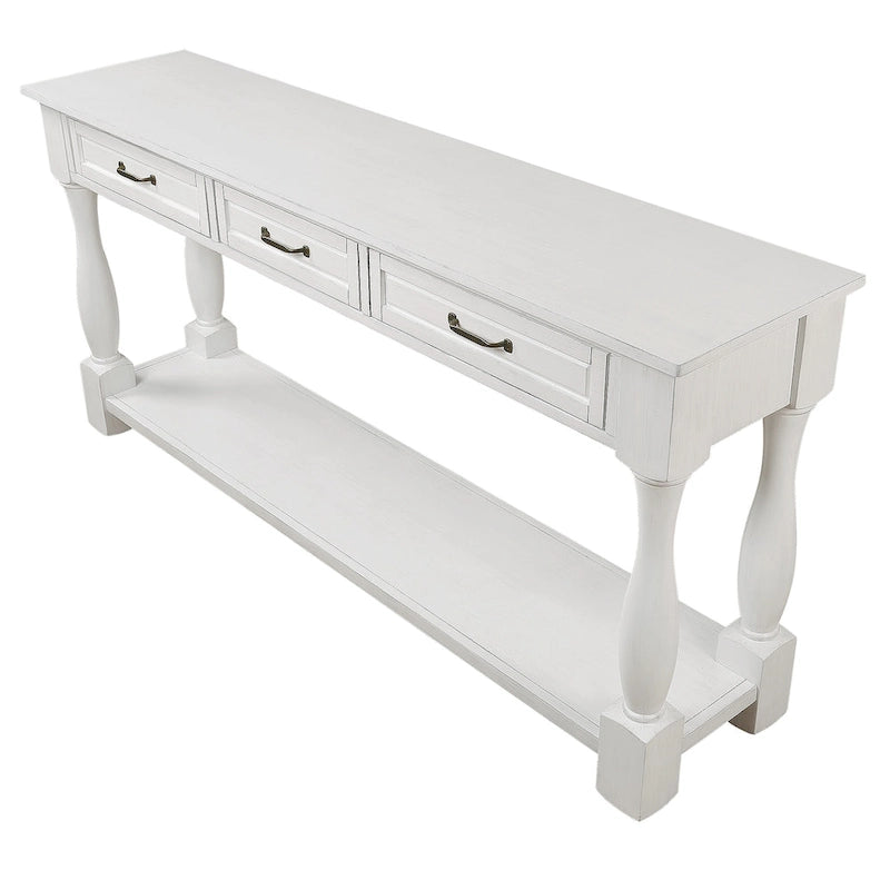 Wood Console Table with 3 Drawers and 1 Bottom Shelf