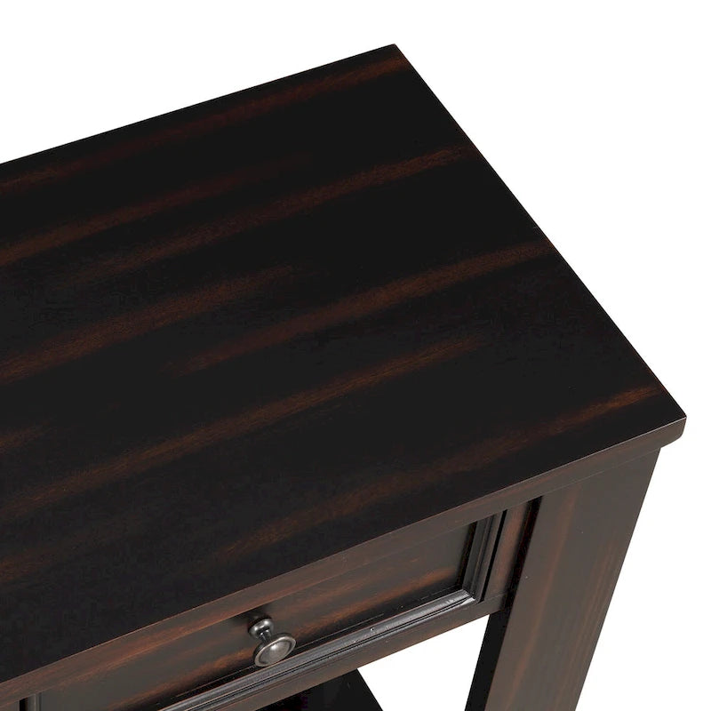 Pine Wood Console Table with 4 Drawers and Bottom Shelf for Entryway Hallway