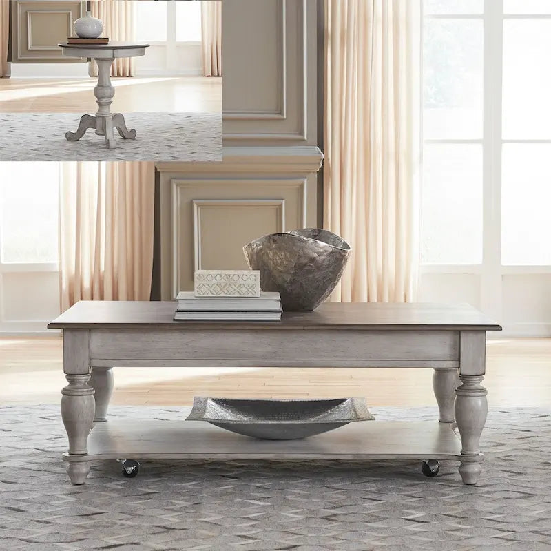 Ocean Isle Antique White Optional 3-Piece Cocktail Table Set
