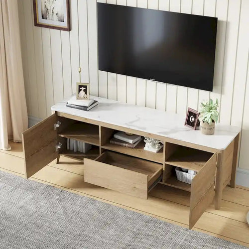 58 Inches Modern TV stand with LED Lights Entertainment Center TV cabinet with Storage for Up to 80 inch for Living Room Bedroom