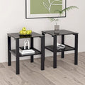 Set of 2, Glass two layer tea table, small round table, bedroom corner table, living room side table