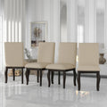 Set of 4 Wood Upholstered Dining Chairs with Nailhead Trim