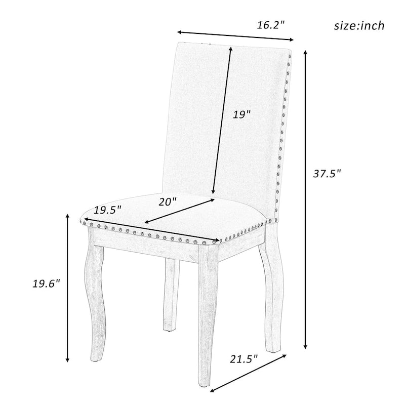 Set of 4 Wood Upholstered Dining Chairs with Nailhead Trim