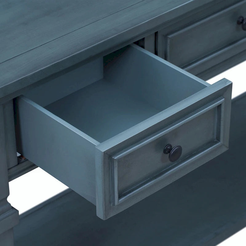 50L Classic Retro Style Console Table with Three Top Drawers and Open Style Bottom Shelf (Gray Wash)